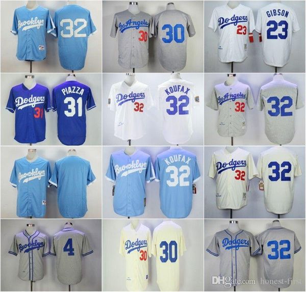 

Cheap Los Angeles Blank 4# Herman 30# Wills 31# PIAZZA 32# Konerko Cream White Grey Light Dark Blue Retro Baseball News Shirt Stitched