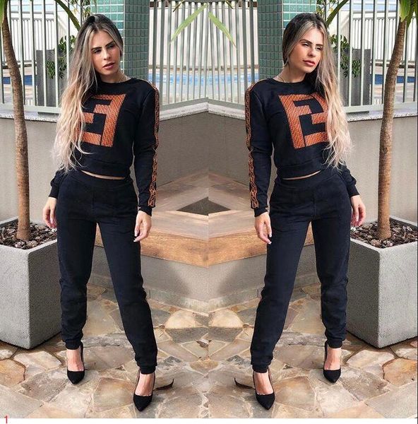 

womens new hooded suit two-piece european and american sports leisure suit college wind 2019 autumn 2 style #bh, Gray