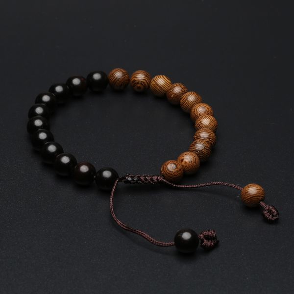

natural wood beaded couple bracelet wooden adjustable size diameter 8mm beach bracelet gift, Black