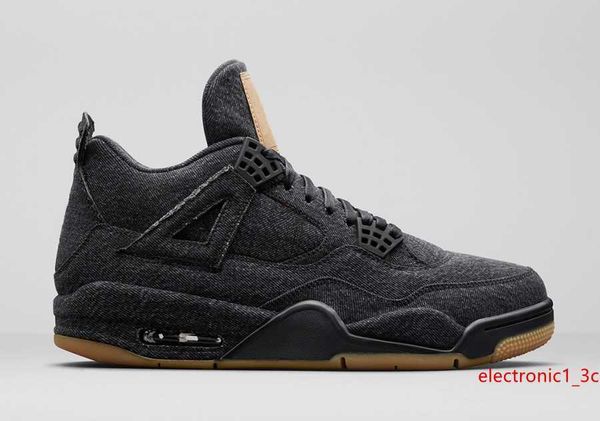 

factory version 4 denim black basketball shoes men trainers new color designer sneakers material with box from michael sports