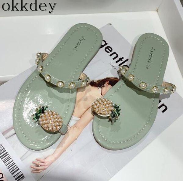 

woman slippers new 2019 summer fashion solid color toe comfortable flat bottom round beach female slippers a049, Black