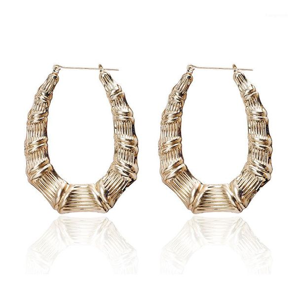 

hip hop punk large circle wedding hoop earrings for women hyperbole gold bamboo style earrings jewelry1, Golden;silver