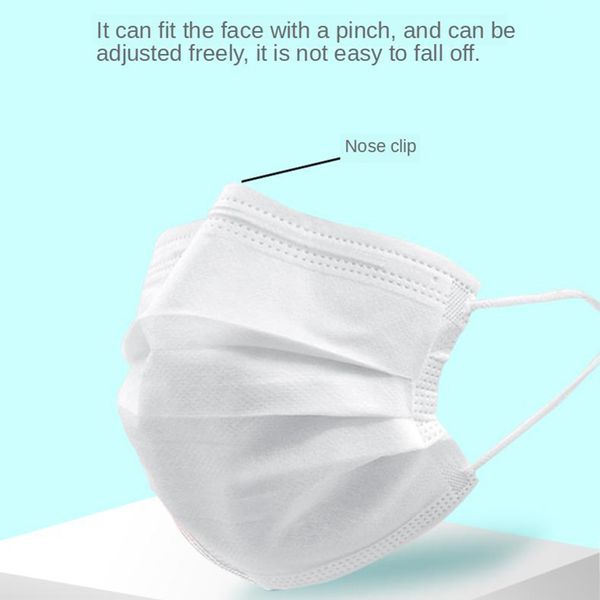 

50 pcs 3 ply disposable face mask anti dust haze fog smog protection white