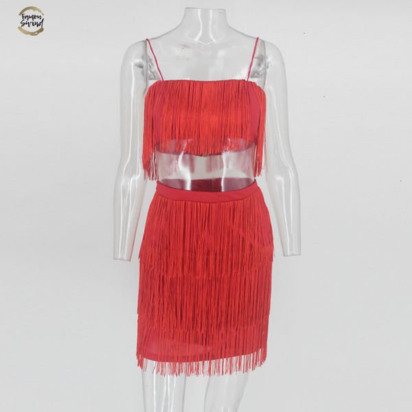 

women club tassel short crop women skirt summer 2 piece set for female women two pieces set skirts white