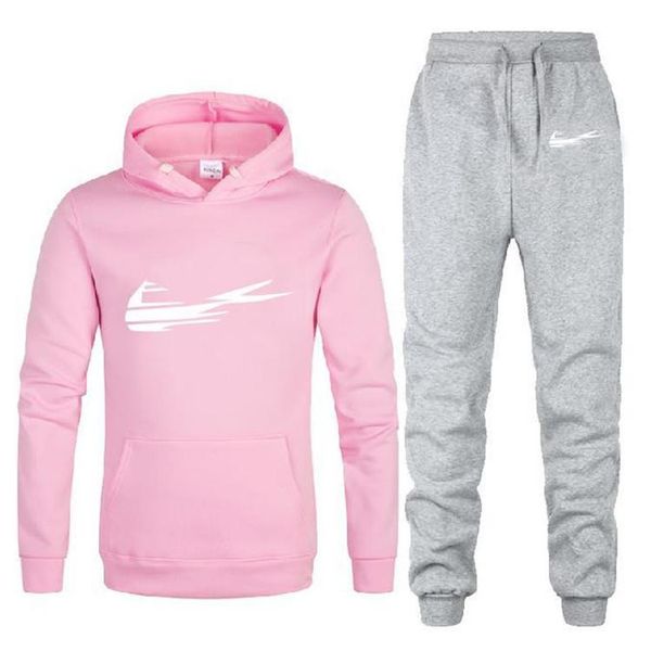 

2019 fashion new brand senior designer sports couple suit men sports casual running hoodie suit size s-2xl, Gray