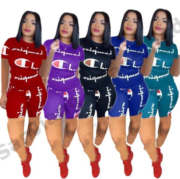 

Women champion letter ummer hort uit hort leeve t hirt tee hort pant two piece et track uit jogger outfit 2xl a3162