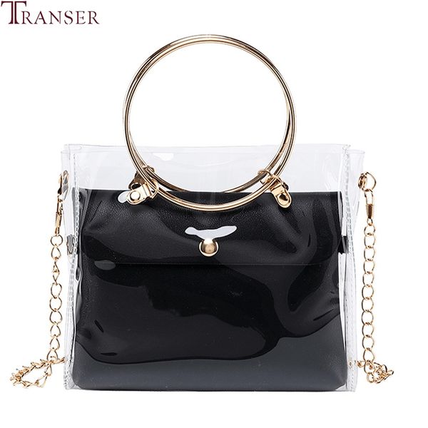 

transer 2 pcs luxury handbag women transparent bag clear pvc jelly small shoulder bag female chain crossbody messenger bags #4z