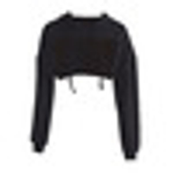 

womens cut front hoodie autumn winter crop blouse sweatshirt pullover, Black