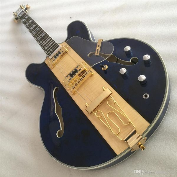 

new style hollow body electric guitar,rosewood fingerboard double f holes gold tremolo guitar, ing