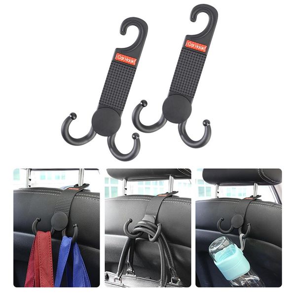 

2pc/set car rear seat hidden hook multifunctional cart bottle rack car seat portable black hook for storage bag bottles backpack
