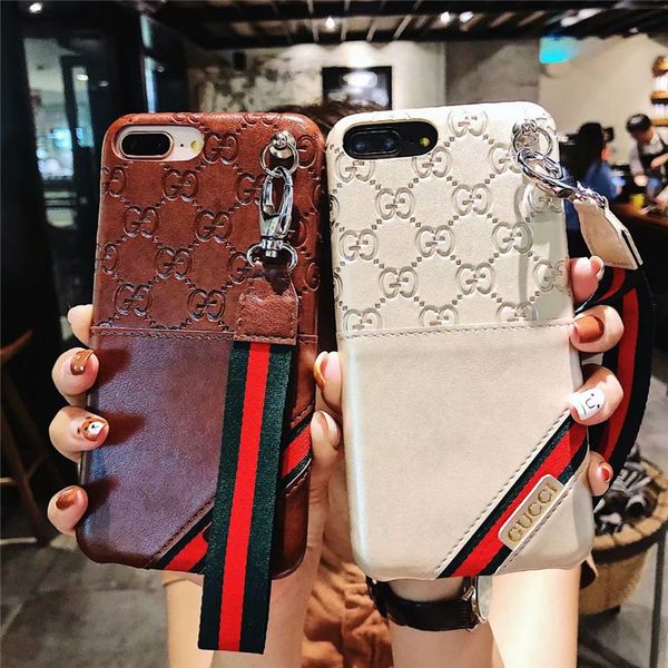 

Рука ремешок телефон чехол для Iphone 11 Pro Case Embossed Классический Monogram с Карманы Side Card д