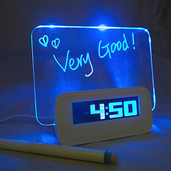 

digital alarm clock with led luminous message board with 4 usb ports hg99