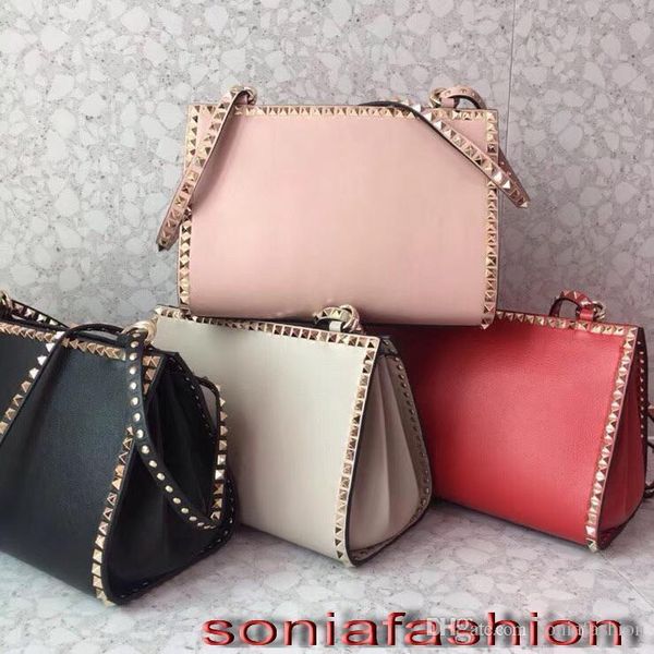 

arrived fashion woman bag designer genuine leather lady tote should bag with rivet woman bag