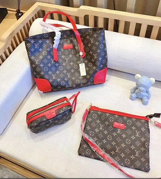 

three-piece set new leather colorblock bag european and american leather handbag mini shoulder camera bag 20045