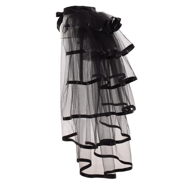 

party tutu tail tiered tulle skirt burlesque steampunk black mesh ruffle layered detachabl bustle over-skirt