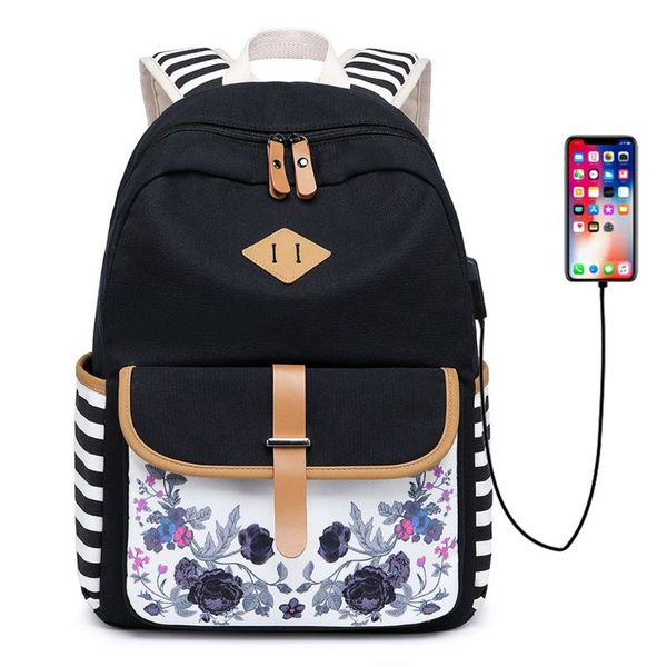 

new multifunctional backpack women casual rucksack canvas daypack girl school bag printing shoulder bags for travel lapbooks