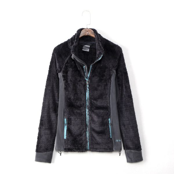 

ll24 stand collar lambs wool joint outdoor sports casual sweaters coat women's, Blue;black