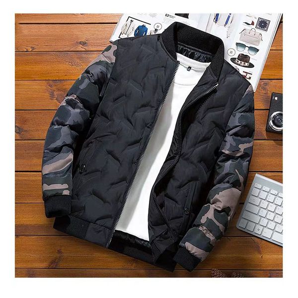

boys designer mens winter jacket down mens fashion camouflage baseball uniform men's tide card warm coat designer panelled 2019 new, Black;brown