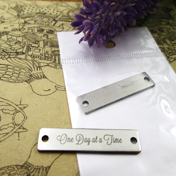 

40pcs--"one day at a time connector"stainless steel charms more style for choosing diy charms pendants for necklace, Bronze;silver