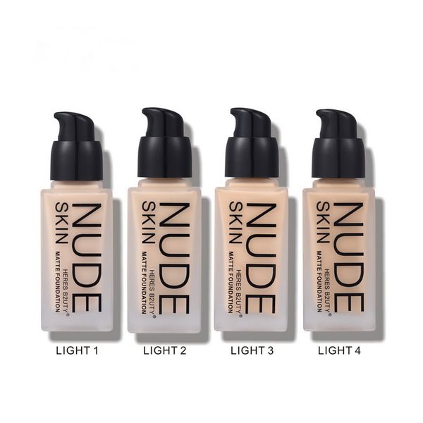 

heres b2uty nude matte cream foundation makeup waterproof concealer whitening nude skin flawless finish face liquid foundation