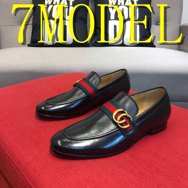 

19ss casual shoes low heel leather business shoe mens slip-on loafers formal dress shoes wedding party drive shoes for male us6-11, Black