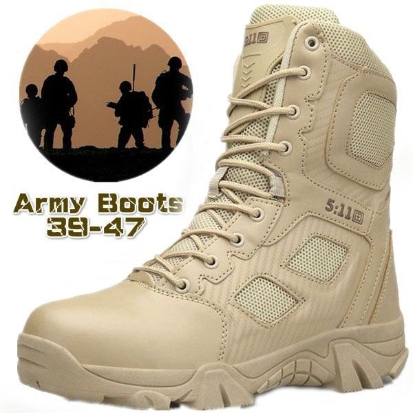 

men's fashion military boots non-slip collision men's shoes outdoor snow boots hiking shoes travel shoes plus size 39-47, Black