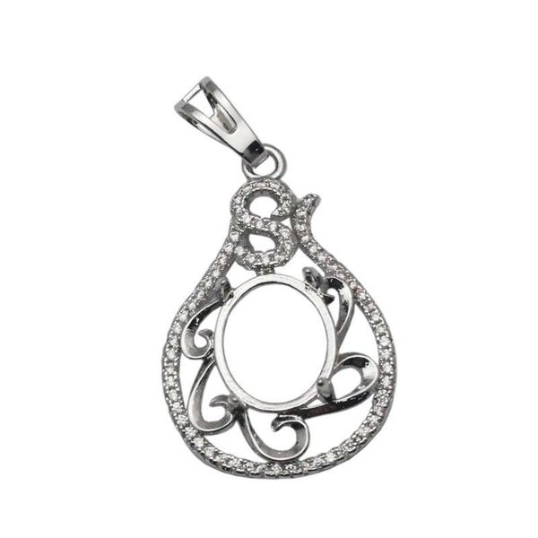 

beadsnice new style 9x11mm zircon semi mount setting pendant handmade jewelry necklaces friends gift id 34055, Slivery;crystal