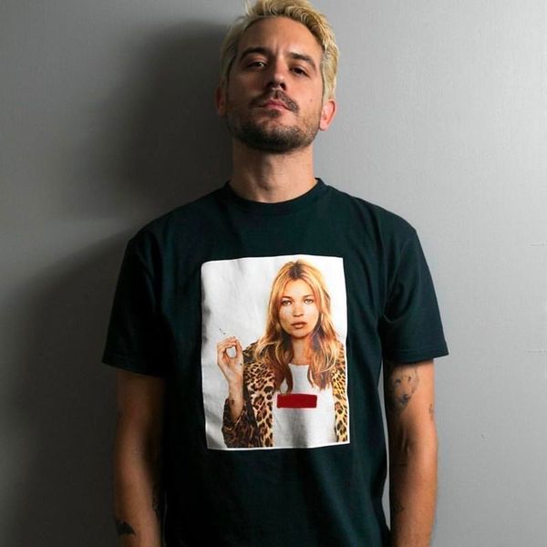 

12ss kate moss фото tee box логотип печать мужская мода лето женщин хлопок футболка скейтборд вскользь короткие рукава hflstx393, White;black