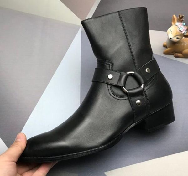 

новая мода sl mens cowboy плоский каблук martin army winter snow knight змеиной кожи zip boots большой размер 38-47, Black