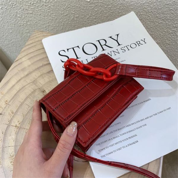 

2020 new fashion mini shoulder messenger bag for women crocodile pattern leather chain small cross body bags purses bolsos mujer