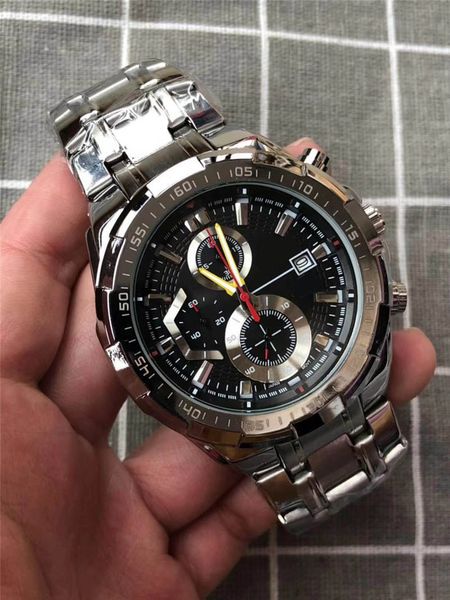 

19s полнофункциональная работы из нержавеющей стали искусствоведов мужских кварцевых часов большого дизайнера циферблат моды joker высокого, Slivery;brown