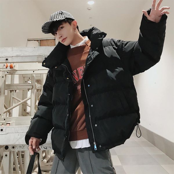 

fashion winter solid parkas men new jacket coats men warm coat casual parka thickening coat winter, Black
