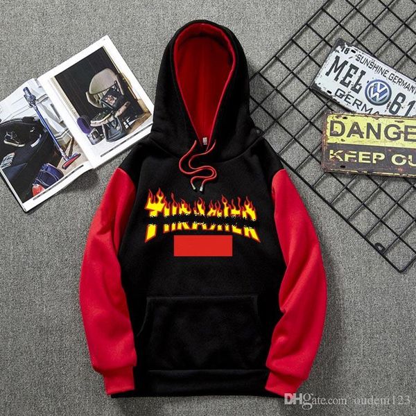 

роскошный высокого качество мужчина дизайнер толстовка new brand мужской толстовка трэшеры классическое пламя печать вскользь фуфайки street, Black