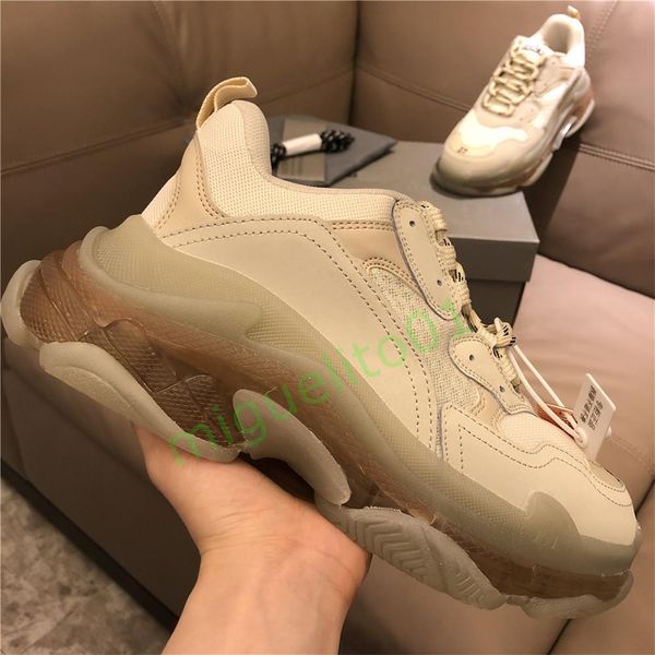 

fashion paris casual shoes triple s clear sole trainers dad shoe sneaker black oversized mens womens white runner chaussures