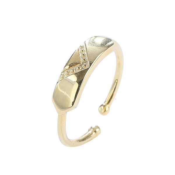 

v shape 925 sterling silver rings for women simple gold adjustable ring plata 925 para accesorios mujer moda fine jewelry gitf, Golden;silver