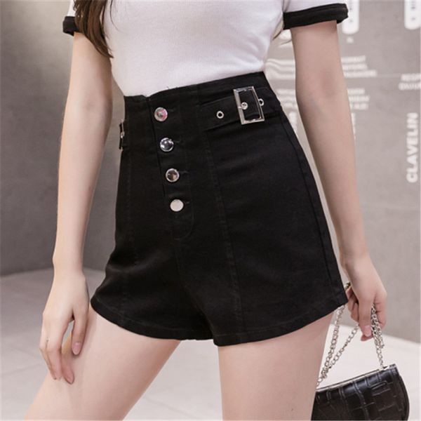 

2020 spring summer new women casual denim button shorts high waist slim straight shorts female bottoms woman clothes d869, White;black