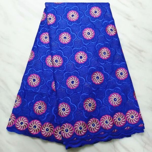 

5yards/pc wonderful royal blue african cotton fabric and flower embroidery swiss voile lace fabric for dress bc72-5, Black;white