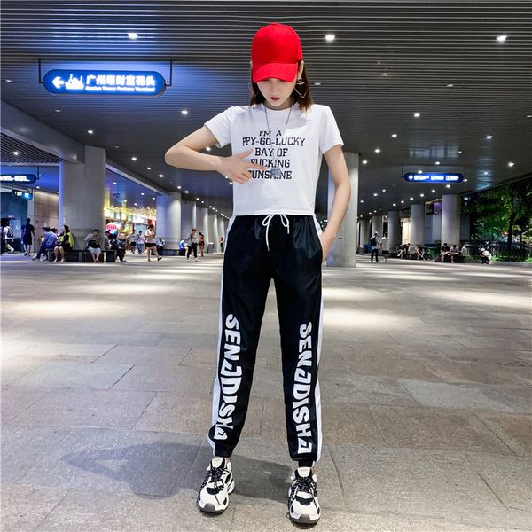 

new arrival casual high waist pant joker summer women ankle-length pants solid color with letter printed, White
