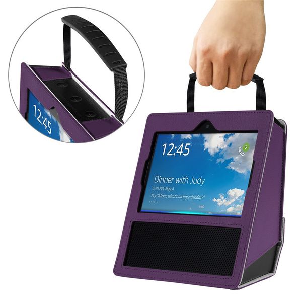 

portable leather travel bag storage case cover for echo show