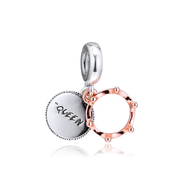 

2019 original 925 sterling silver jewelry rose queen & regal crown pendant charm beads fits european pandora bracelets for women, Bronze;silver