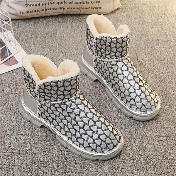 

women boots snow boots winter warm plush fur ankle female 2019 non-slip flat bottom waterproof casual shoes cotton shoes, Black