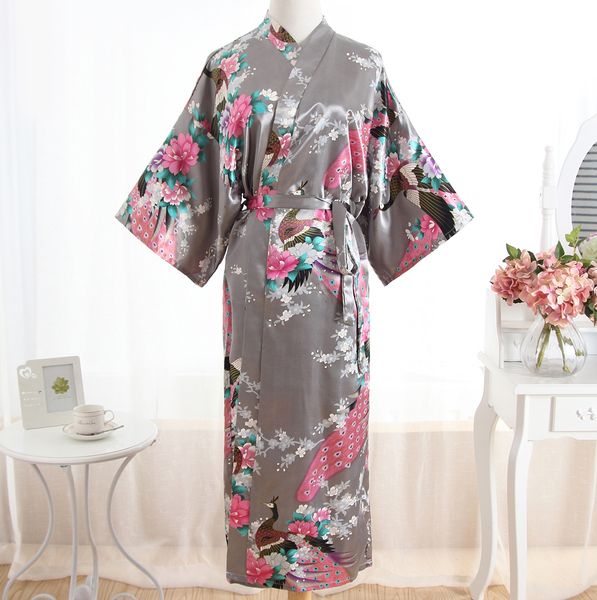 

женские пижамы женского бельё серого sexy lady summer причинной robe халат женское платье атласные белье для печати цветов кимоно, Black;red