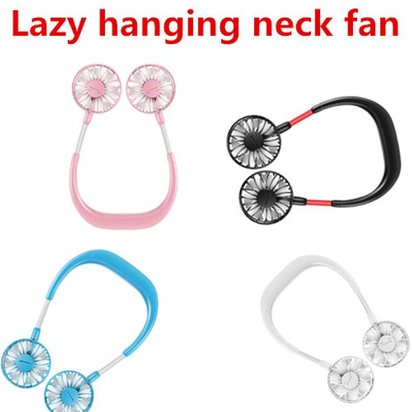 

lazy mini hanging neck fan third gear durable life seven-leaf/silent design wind strong usb charging rotation adjustment lightweight retail