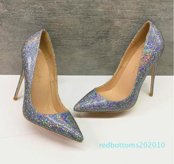 

2019 fashion women girls silver sequined glitter poined toes high heels shoes stiletto heel shoes pumps 12cm 8cm r10, Black