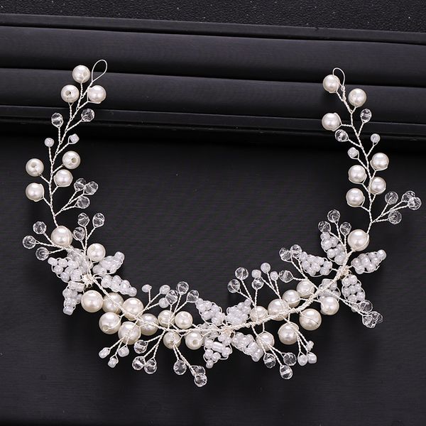

new wedding hair accessories silver rhinestone pearl headband handmade headwear party headband bridal wedding hair accessories, Golden;white