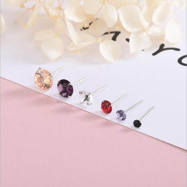 

creative korean classical models s925 sterling silver cz earrings wild mini quad claw earrings fashion jewelry many colours, Golden;silver