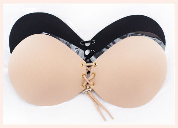 

леди женщины силиконовый бюстгальтер невидимый бюстгальтер push up наклеить самоклеющиеся передняя шнуровка бесшовные бюстгальтеры без брете, Black;white