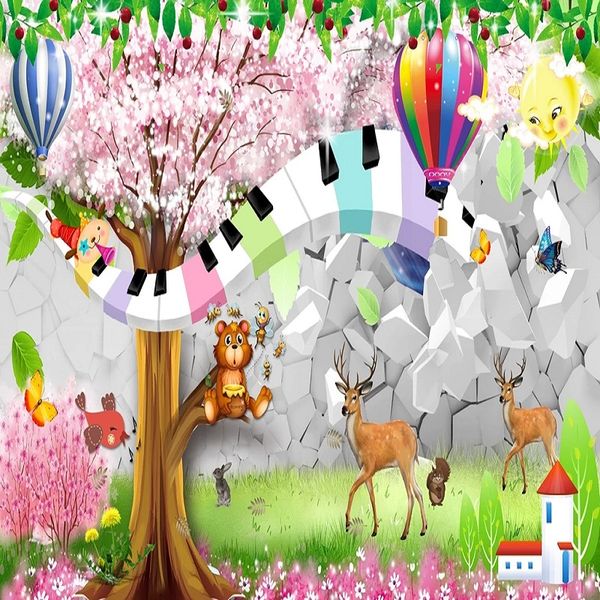 

custom large mural 3d wallpaper nordic modern cartoon animal music child bedroom mural tv back wall decor deep 5d embossed