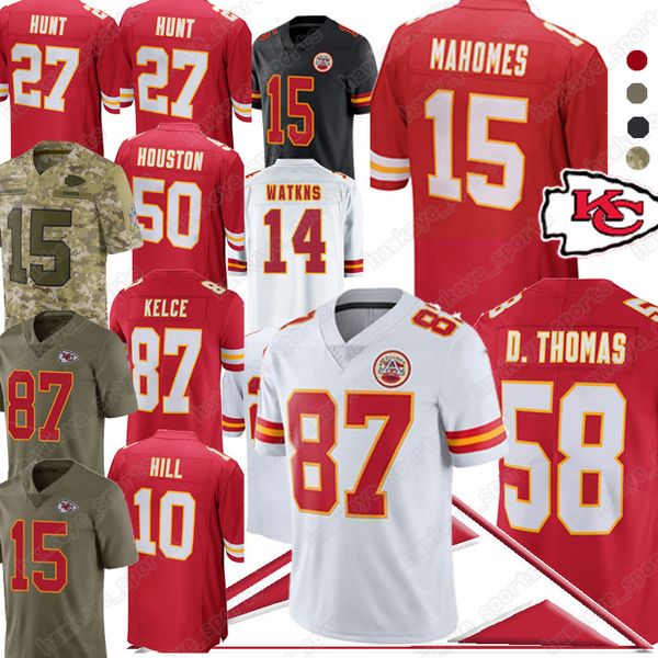 

15 Patrick Mahomes jersey 87 Travis Kelce NCAA 10 Tyreek Hill 50 Justin Houston 27 Kareem Hunt American Football Jersey