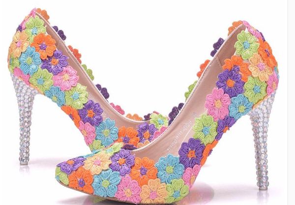 

women's shoes in spring and autumn high fine heel pointed end flower @kl364, Black